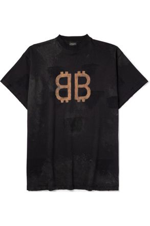 Balenciaga Black Oversized Rainbow BB T-Shirt Balenciaga
