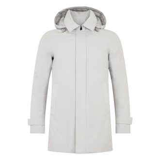 Herno Jassen, Heren, Grijs, XS, Polyester, Lange Parka met Capuchon