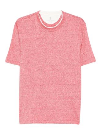 Brunello Cucinelli T-shirt con rifinitura a contrasto - Rosso