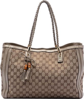 Gucci Pre-owned Womens Medium Gg Canvas Bella Tote - Sage Green Textile - One Size