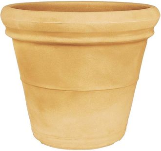 Monacis Vaso Doppiobordo Liscio rotondo in resina decorazione per esterno Made in Italy -70 cm / Bronzo