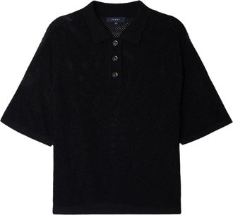 SOEUR Textured Short-Sleeved Polo Shirt with Classic Collar