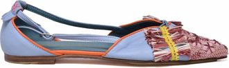 Meher Kakalia Sky Blue Pink Leather Sling-back Ballerina