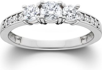 Pompeii3 1ct Diamond Three Stone Ring 14K White Gold