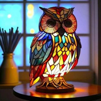 OEM L&aacute;mpara De Mesa Con Forma De Animal En Cristal De Color, L&aacute;mpara De Noche Vintage Colorida, Luz Nocturna De Resina, L&aacute;mpara Decorativa Para Dormitorio