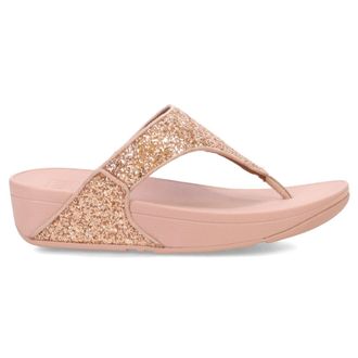 FitFlop Lulu Glitter Toe Post Synthetic Womens Comfort Sandals - Rose Gold - Size:UK 5.5