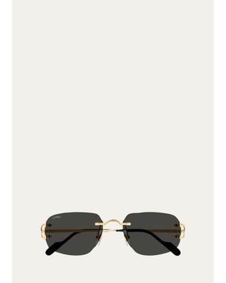 Cartier Mens Rimless Rectangle Sunglasses