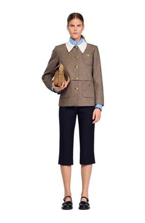 Sandro Houndstooth suit jacket in Brown at Nordstrom, Size 40 Eu