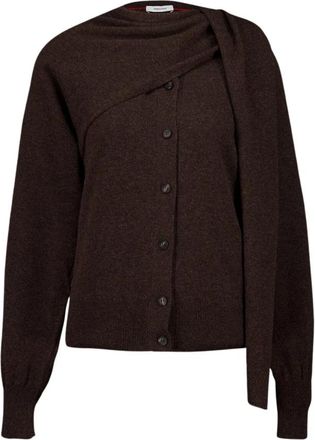 Ferragamo Wollen Cardigan - Dames - Vesten - Bruin - L - Wol - Truien & Vesten