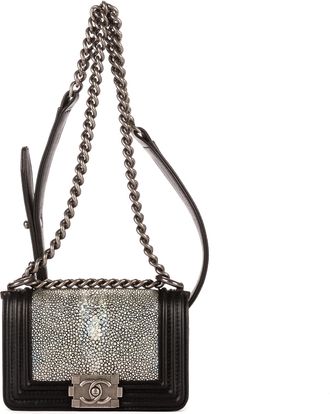 Chanel Pre-owned Womens Unique Piece Boy Galuchat Mini Handbag - Black - One Size