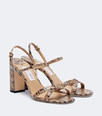 Jimmy Choo London Elsy snake-effect leather slingback sandals