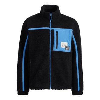 adidas neo U Radio W Jkt Contrasting Colors Pocket Fleece Stay Warm logo Sports Stand Collar Jacket Black HG9038