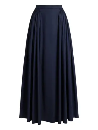 Polo Ralph Lauren pleated faille maxi skirt - women - Mulberry Silk/Cotton - 16 - Blue