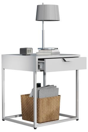 ebuy24 Ebuy24 - Mueble De Noche Vcm Mesita De Noche Mesita De Noche Dimensiones Aprox. Al. 50 X An. 43 X T. 41 Cm - Flokas S (blanco)