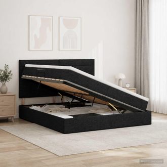vidaXL Vidaxl Letto Con Contenitore E Materasso Nero 160 X 200 Cm Tessuto