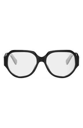Celine Triomphe 56mm Geometric Eyeglasses in Shiny Black at Nordstrom