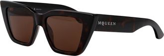 Alexander McQueen Stijlvolle zonnebril Am 0507S - Dames - Zonnebrillen - Bruin - 52 MM - Accessoires