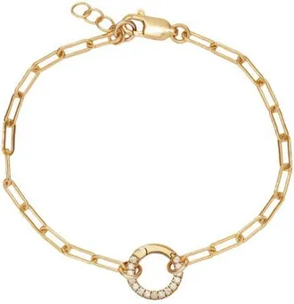 Made by Mary Jude Charm Bracelet with CZ Link Lock in Gold Filled at Nordstrom, Size 7