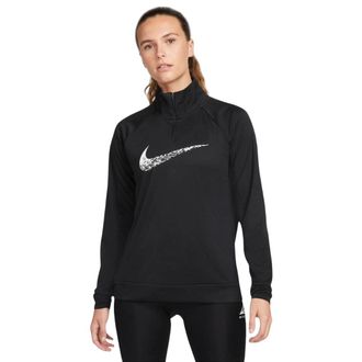 Nike Dri-fit Swoosh Hardlooptop Met Lange Mouwen In Zwart