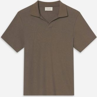 Frame Denim Mens Jacquard Short Sleeve Polo In Dark Sage