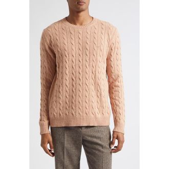 Valentino Maglia VLOGO Signature Cabled Virgin Wool Crewneck Sweater in Rose at Nordstrom, Size X-Large