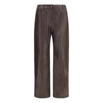 Magda Butrym Pantalones de Cuero Rectos - Trousers - Mujer - Marr&oacute;n - S