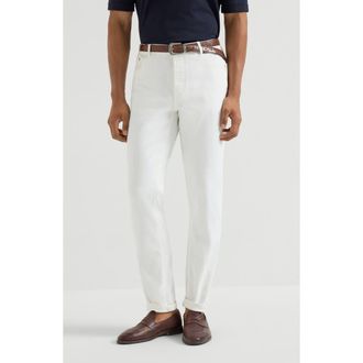 Brunello Cucinelli Lightweight denim trousers in Snow at Nordstrom, Size 46 It