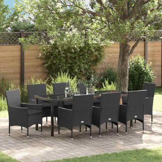 vidaXL Conjunto De Comedor De Jard&iacute;n 9 Pcs Negro Rat&aacute;n Sint&eacute;tico Vidaxl