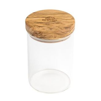 B&eacute;rard Glass Storage Jar With Olive Wood Lid, 20-ounce in Brown at Nordstrom