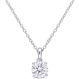 Mimi & Max 1ct DEW Created Moissanite Solitaire Pendant With Chain in Sterling Silver