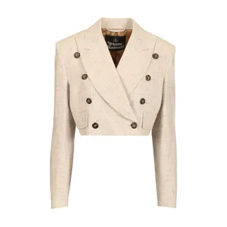 Vivienne Westwood Double-breasted Cropped Blazer - female - Vivienne Westwood - Blazers - Beige - XS - Jackets