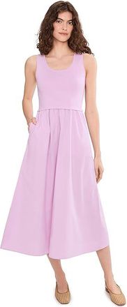 Lilla P Mixed Media Scoop Neck Dress Womens Dress Lavender : SM, Cotton