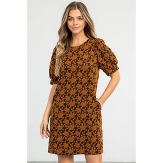 THML Clothing Textured Dress With Puff Sleeves In Black