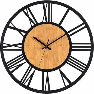OEM Reloj De Pared De Metal Y Madera De 40 Cm, Silencioso, Sin Tictac, Para Sala De Estar, Dormitorio, Cocina, Oficina, Decoraci&oacute;n Del Hogar, Gran Reloj D
