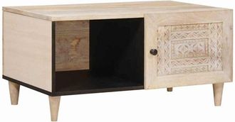 vidaXL Coffee Table with Shelf Beige 80 x 50 x 40 cm Solid mango wood vidaXL