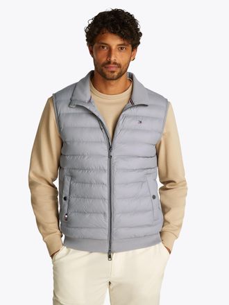 Tommy Hilfiger Steppweste TOMMY HILFIGER MIX MEDIA VEST, Herren, Gr. S, grau (medium grau heather), Web, Obermaterial: 72% Baumwolle, 28% Polyester, Westen Steppwest