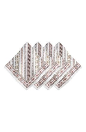 Juliska Seville Stripe Set of 4 Cotton Sateen Napkins in Natural at Nordstrom