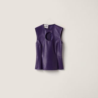 Miu Miu Nappa leather top with buckle