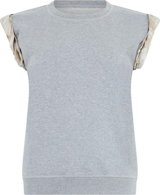 Maison Margiela T-shirt in cotone con maniche a contrasto - - Tops - Donna - Grigio - S
