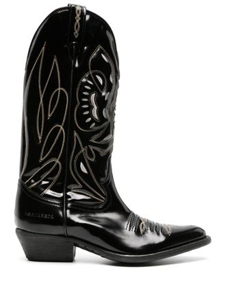 Dsquared2 stitched leather Western boots - men - Calf Leather/Calf Leather/Calf Leather - 44 - Black