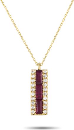 Luxury Bazaar 14K Yellow Gold 0.10ct Diamond and Ruby Pendant Necklace PD4-16063YRU