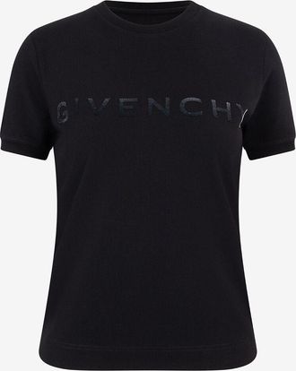 Givenchy Schmales T-Shirt mit Glitter-Samt-Logo