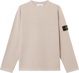 Stone Island Trui met ronde hals - Heren - Ronde hals truien - Beige - S - Katoen - Truien & Vesten