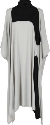 Ferragamo Womens High Neck Kaftan Dress With Sash Inlay In Light Grey