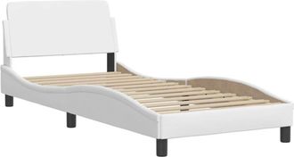 vidaXL Estructura De Cama Sin Colch&oacute;n Cuero Sint&eacute;tico Blanco 90x190 Cm Vidaxl