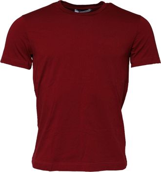 Dolce & Gabbana Dark Red Men Crew Neck Short Sleeve Mens T-shirt (Pre-Owned)