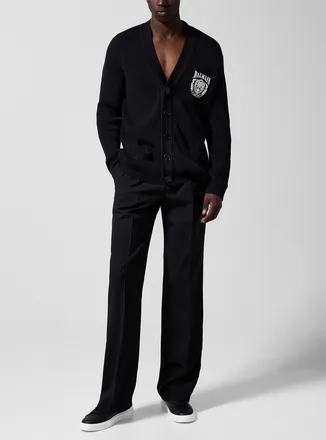Balmain Mens Pleated black pant