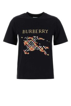Burberry Black Graphic Crew Neck T-Shirt