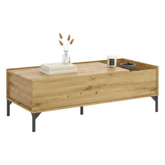 Dmora Mesita Dburs, Revistero De Sal&oacute;n Con Compartimento, Mesita Baja, 99x60h41 Cm, Roble Nodi - Dmora
