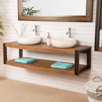 Wanda Collection Wanda Collection - Mueble Doble Suspendido Elegancia Teca Metal 145 Cm